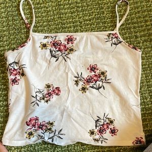GARAGE white crop top with flowers